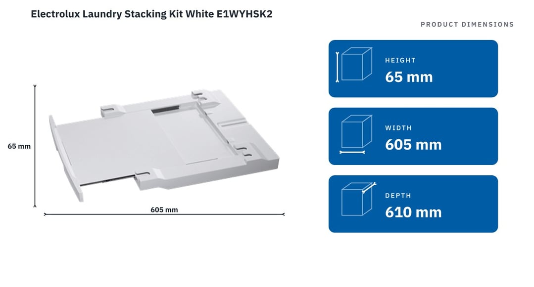 Electrolux Laundry Stacking Kit White E1WYHSK2 — product dimensions