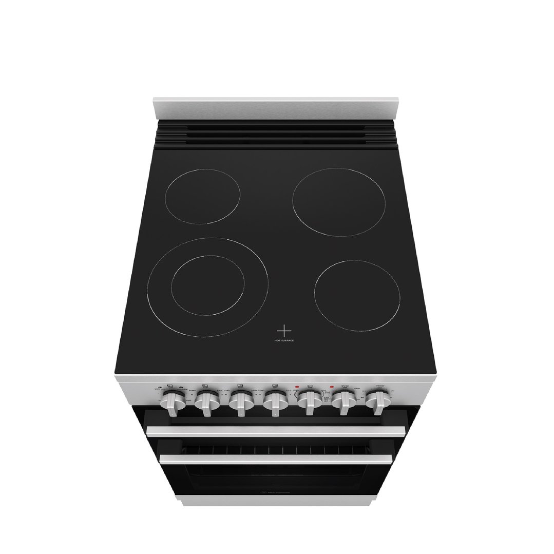Westinghouse 54cm freestanding electric oven and ceramic cooktop, stainless steel WFE542SCB
