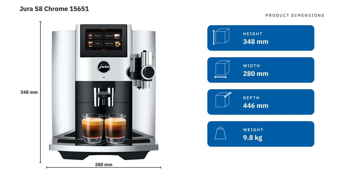 Jura S8 Chrome 15651 — product dimensions