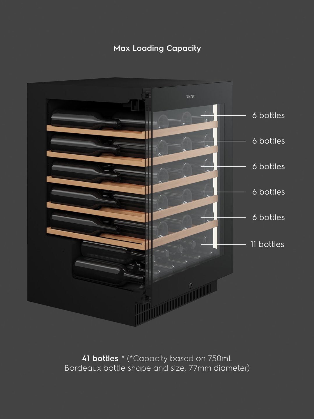 Vintec 41-Bottle Single Zone Wine Cabinet VWS820SCB-X