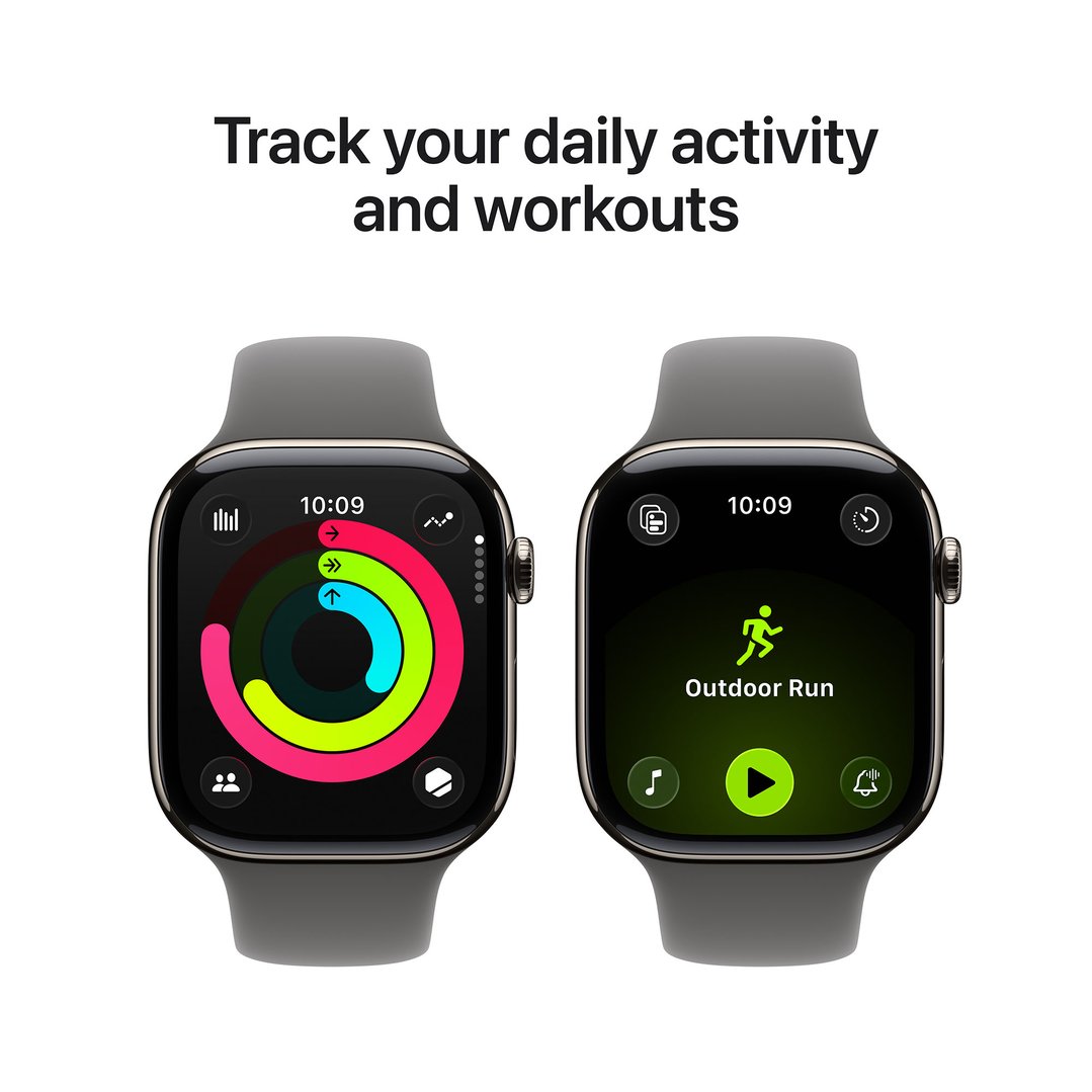 Apple Watch Series 11 46mm Natural Titanium Case GPS + Cellular Sport Band (M/L) ( Stone Grey) MFCX4X/A