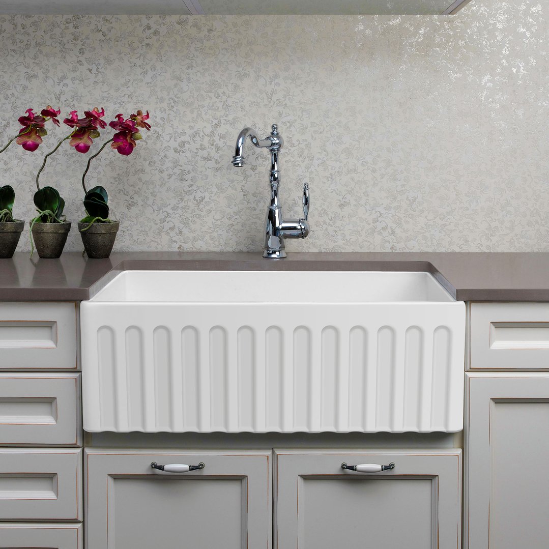 Turner Hastings Novi 75x46 Fireclay Butler Sink - Gloss White NO75FS