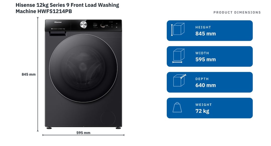 Hisense 12kg Series 9 Front Load Washing Machine HWFS1214PB