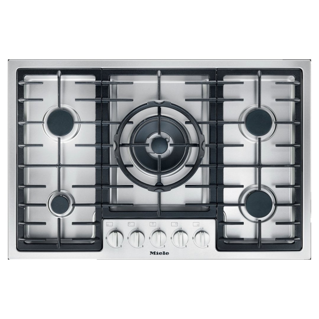 Miele 89cm 5 Burner Gas Cooktop with Dual Wok Burner Stainless Steel KM2354G