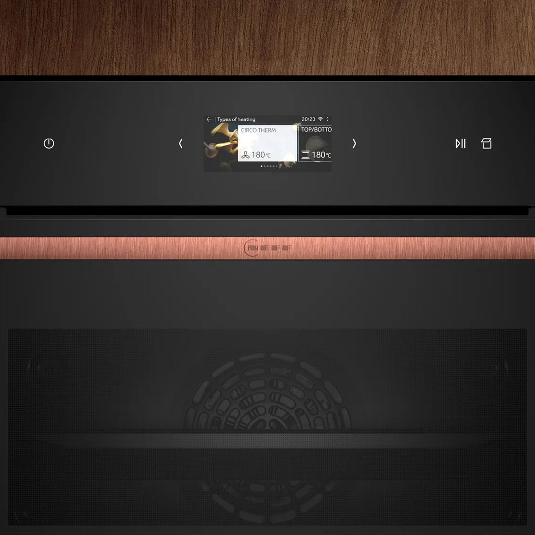 Neff Compact Oven with FullSteam with Brushed Bronze Side Trims