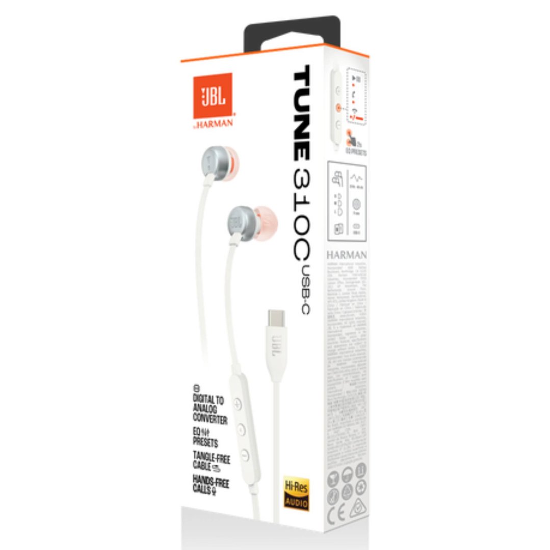 JBL Tune 310C USB-C In-Ear Headphones White JBLT310CWHT