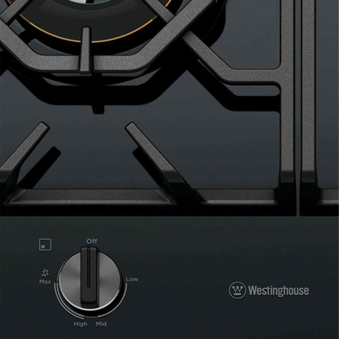 Westinghouse 60cm 3 Burner Black Ceramic Glass Gas Cooktop WHG639BD