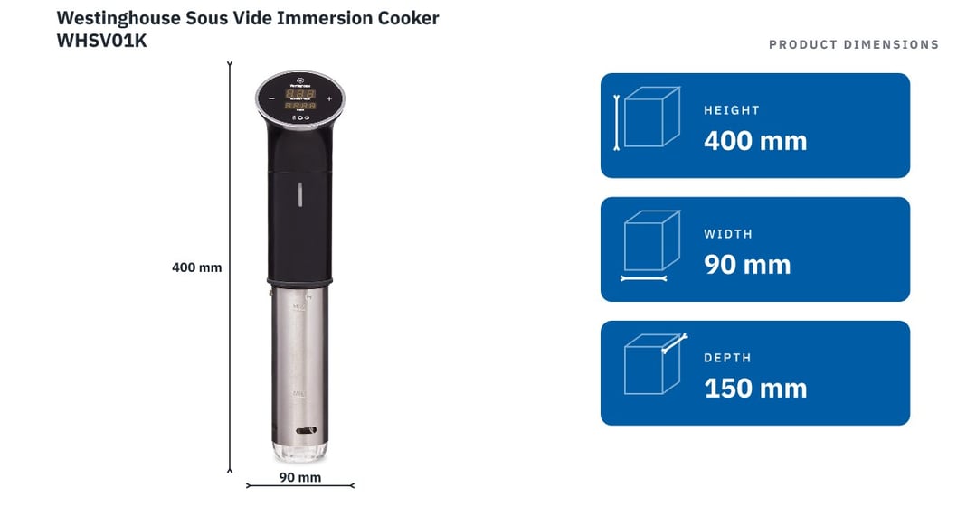 Westinghouse Sous Vide Immersion Cooker WHSV01K — product dimensions