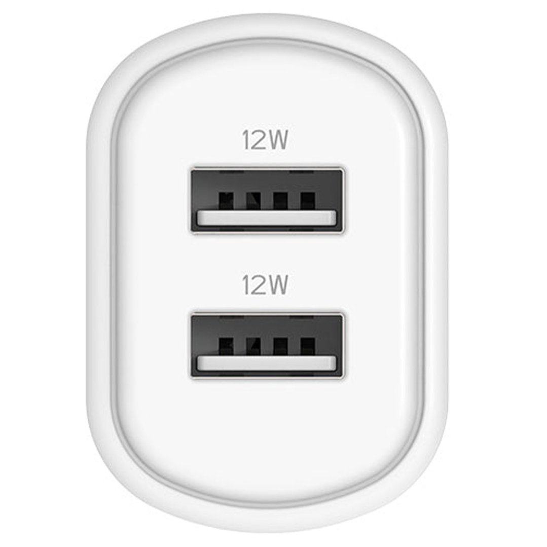 Cygnett PowerPlus 12W USB-A Dual Port Wall Charger - White CY3671PDWLCH