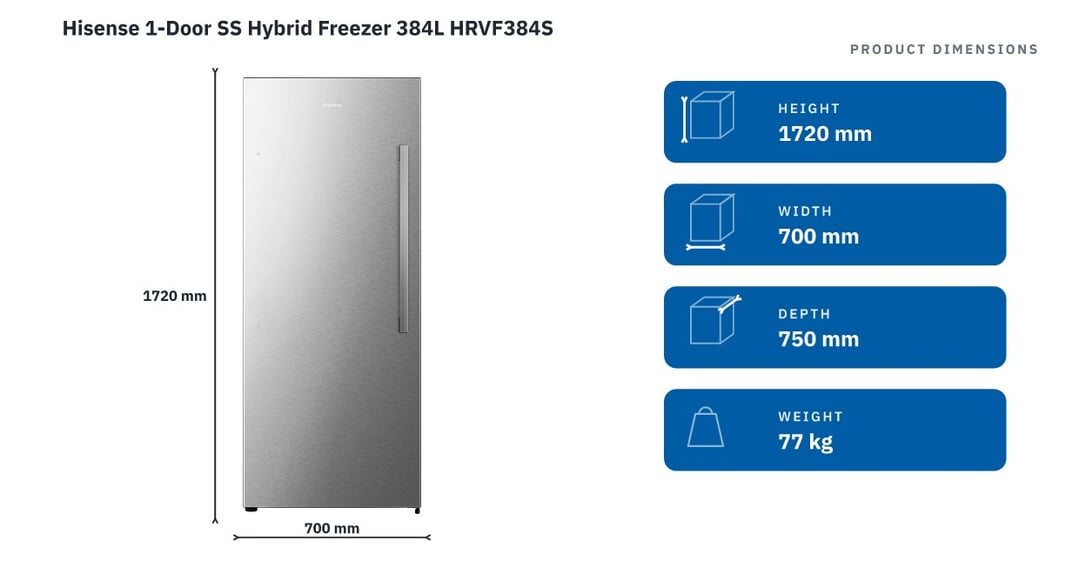 Hisense 1-Door SS Hybrid Freezer 384L HRVF384S