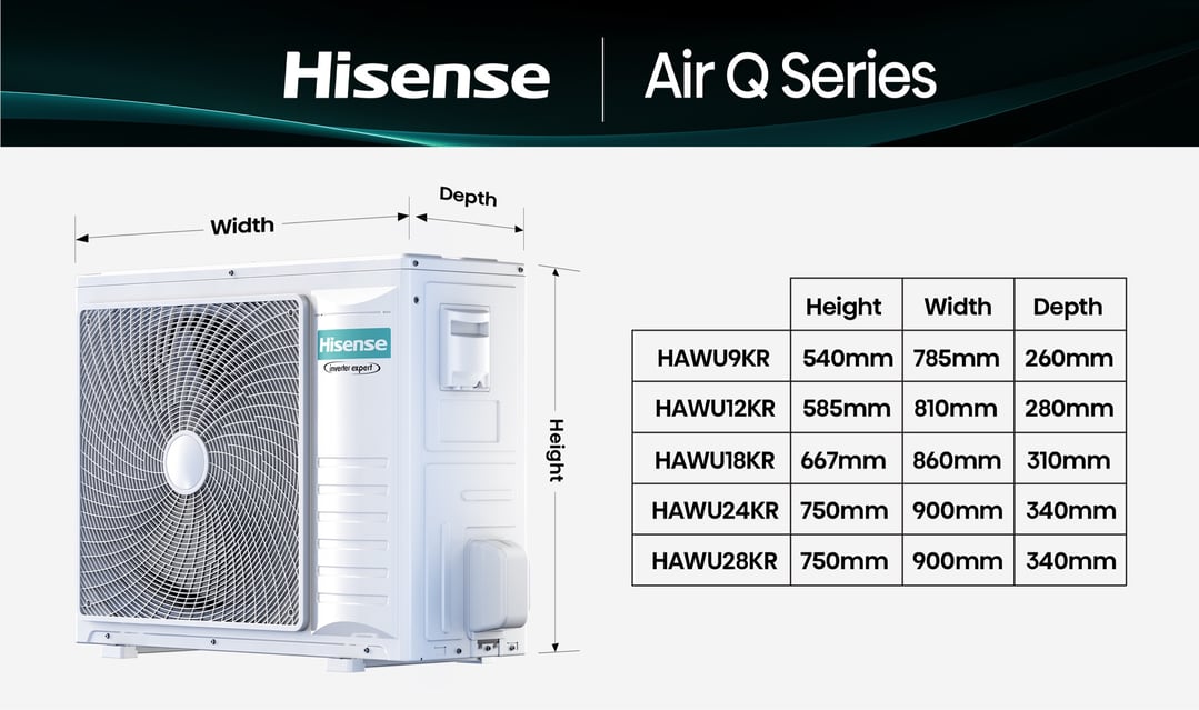 Hisense 5.1kW/6.8kW Air Q Series Reverse Cycle Split System HAWU18KR