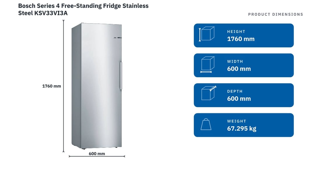 Bosch Series 4 Free-Standing Fridge Stainless Steel KSV33VI3A