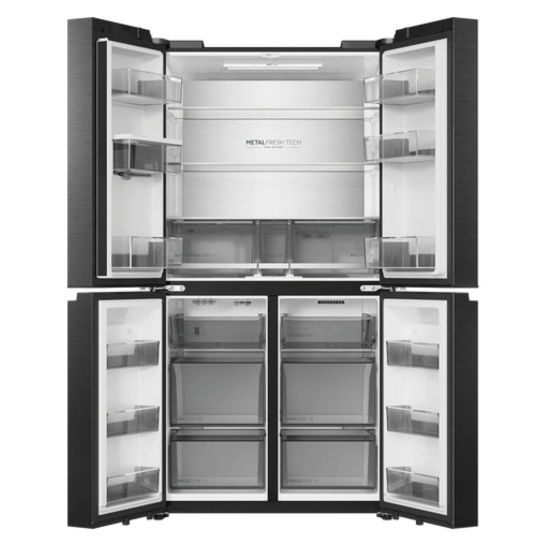 Haier 675L, Quad Door Refrigerator Freezer, Water, Non-Plumbed, Black HRF690YHC
