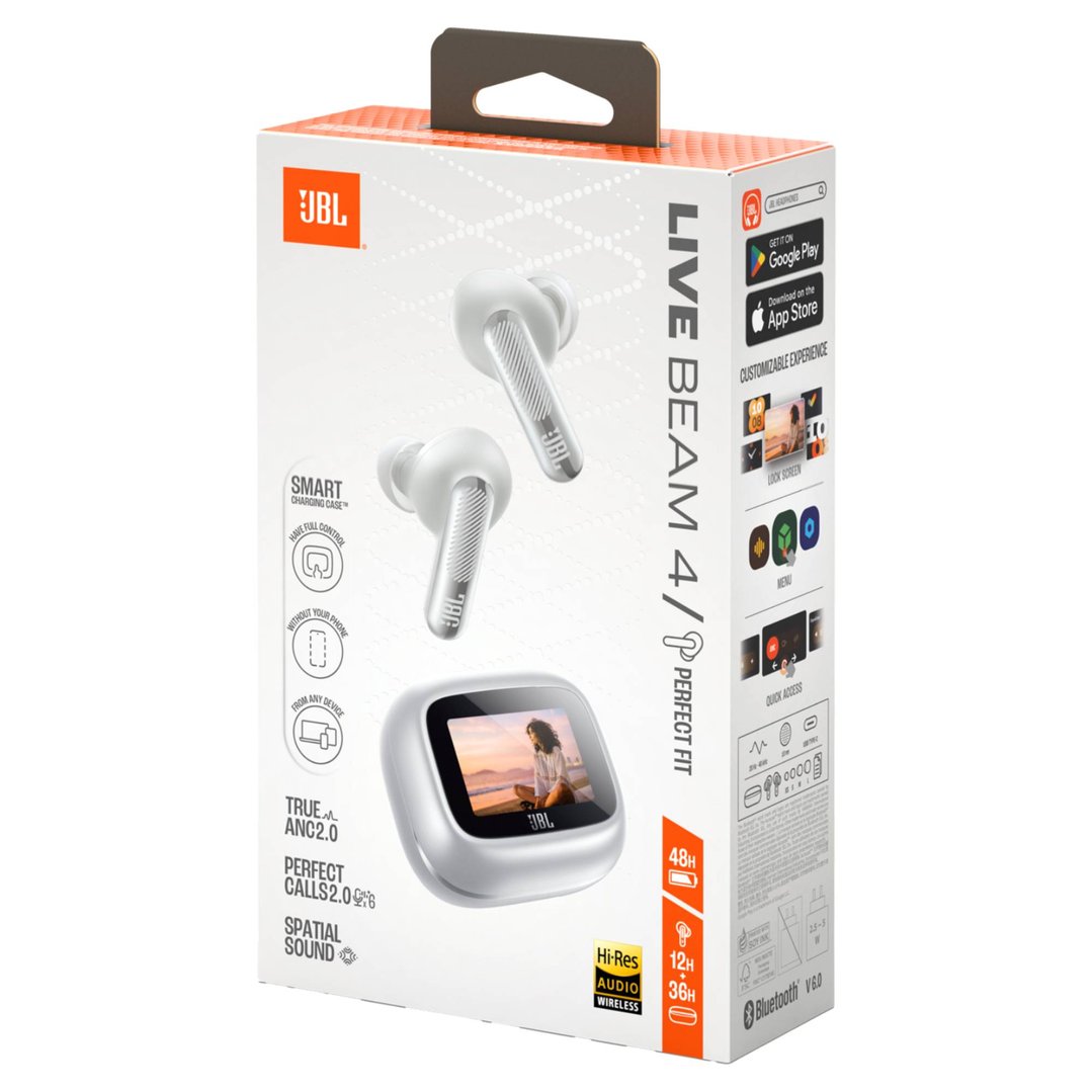 JBL Live Beam 4 True Wireless Noise Cancelling Earbuds - Silver JBLLIVEBEAM4SIL