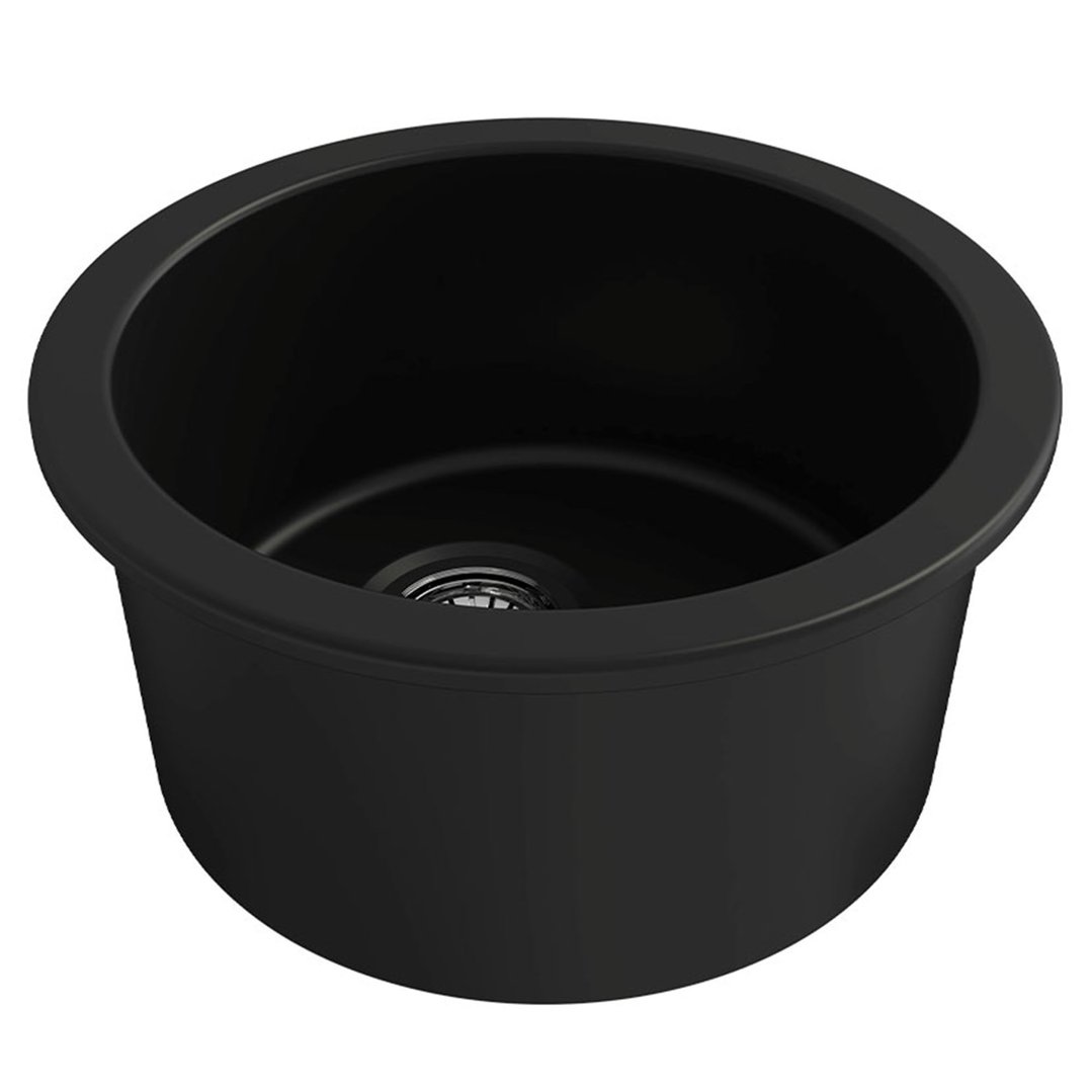 Turner Hastings Cuisine Round 47 Inset / Undermount Fine Fireclay Matte Black Sink CUR47FS-MB