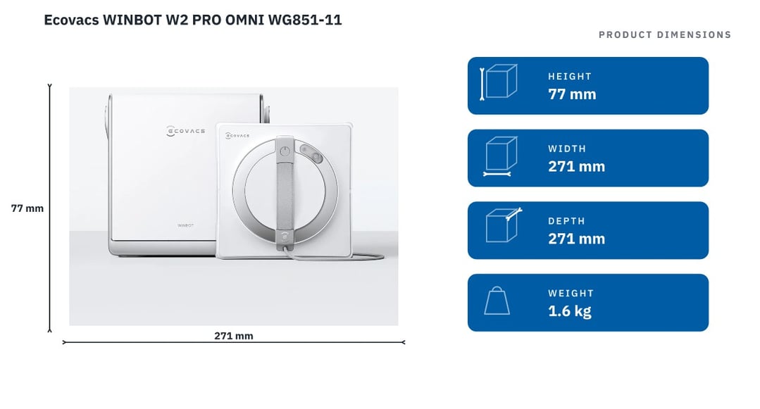 Ecovacs WINBOT W2 PRO OMNI WG851-11 — product dimensions