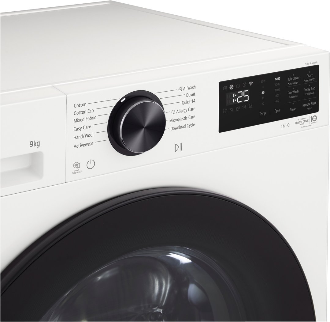 LG 9kg Series 3 Front Load Washer - AI Wash - White WX3-1409W