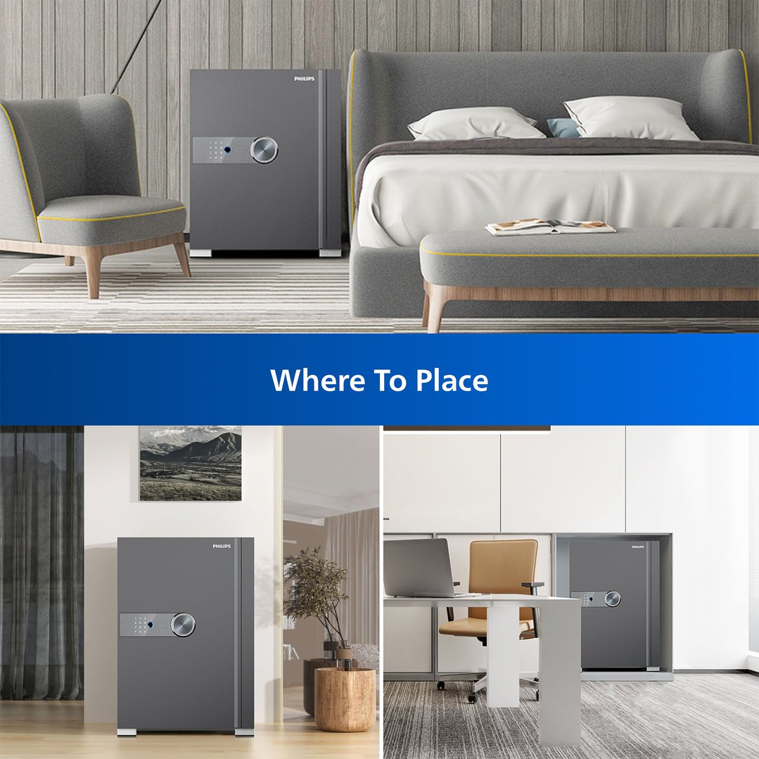 Philips smart safe in three different home and office settings