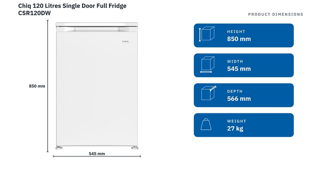 Chiq 120 Litres Single Door Full Fridge CSR120DW