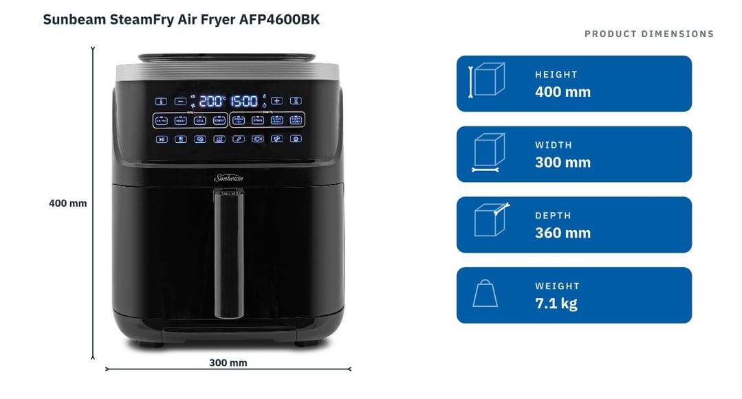 Sunbeam SteamFry Air Fryer AFP4600BK
