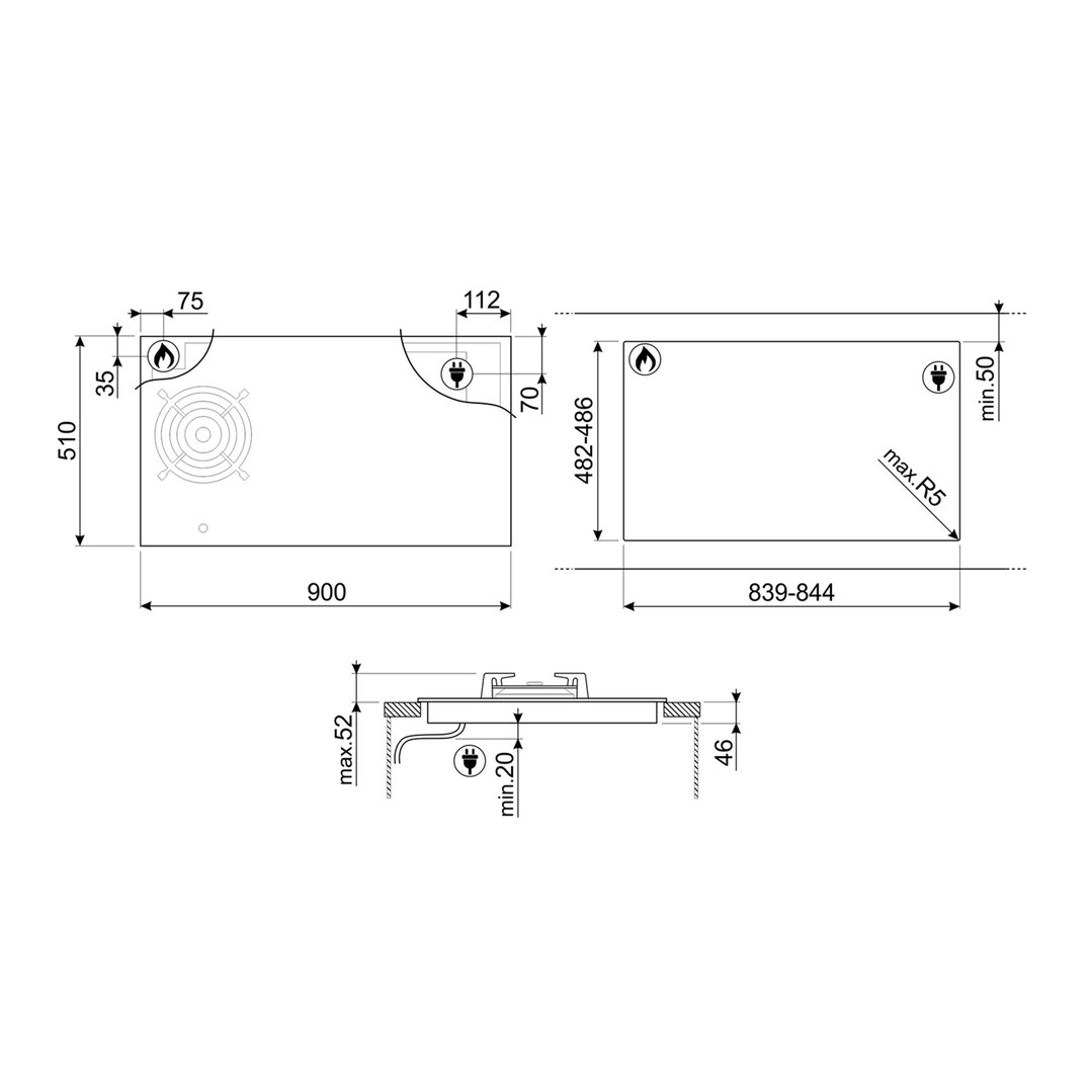 Smeg 90cm Gas/Induction Cooktop SAIG3953B