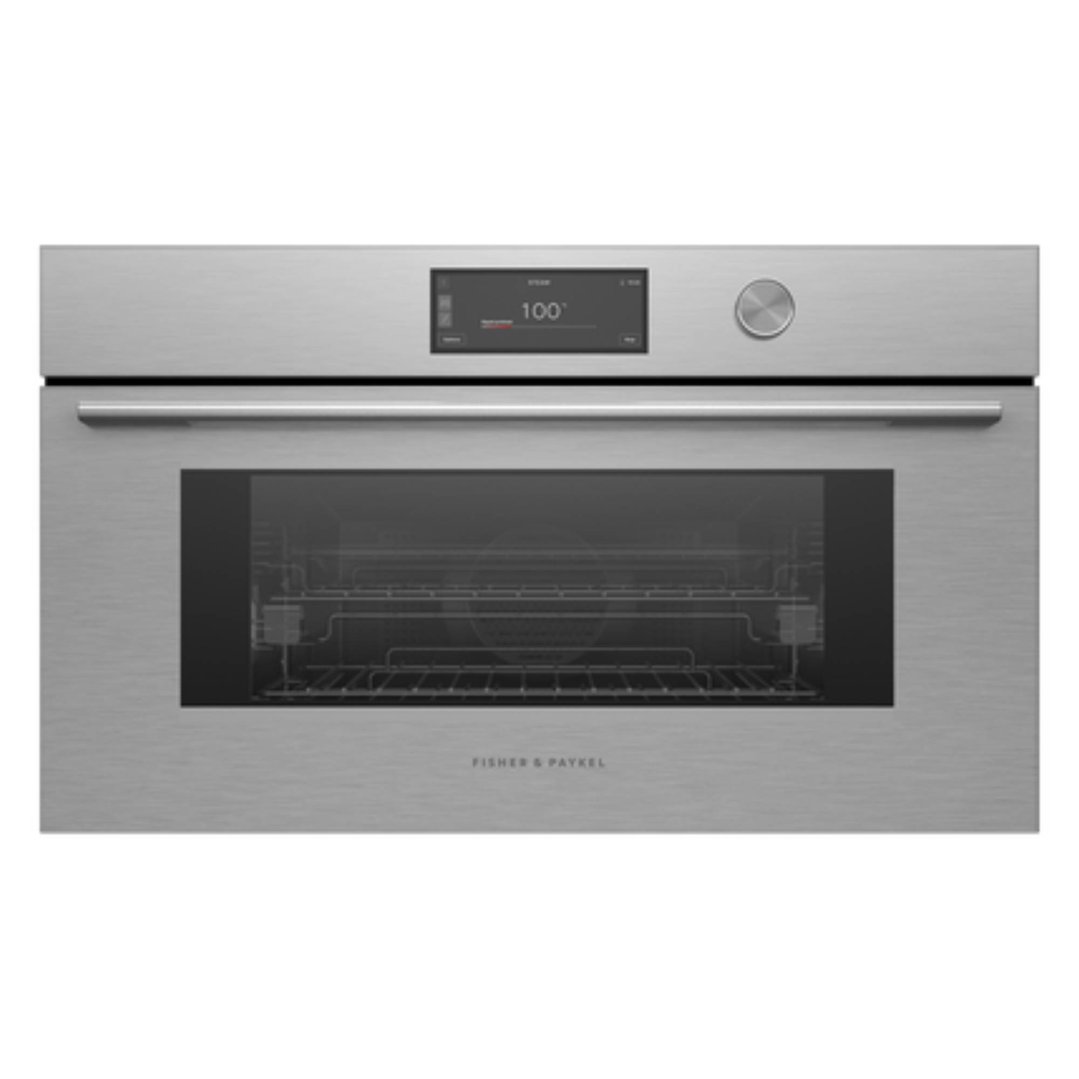 Fisher & Paykel 76cm Series 9, Contemporary Compact Combi-Steam Oven, Brushed Silver Glass OS76NCUDX3