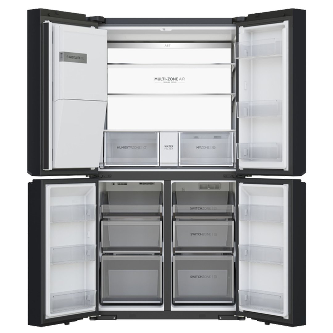 Haier 601L 600 Series Quad Door Refrigerator Freezer - Black HRF680YZC