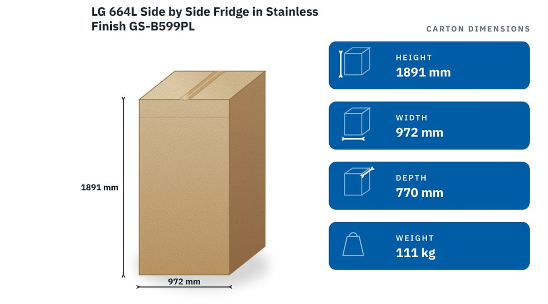 LG 664L Side by Side Fridge in Stainless Finish GS-B599PL