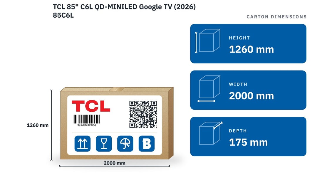 TCL 85" C6L QD-MINILED Google TV (2026) 85C6L