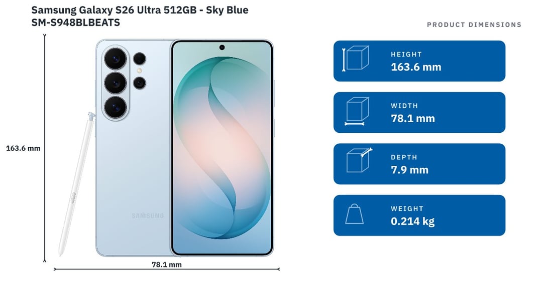 Samsung Galaxy S26 Ultra 512GB - Sky Blue SM-S948BLBEATS