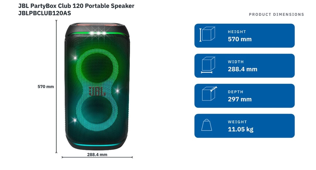 JBL PartyBox Club 120 Portable Speaker JBLPBCLUB120AS