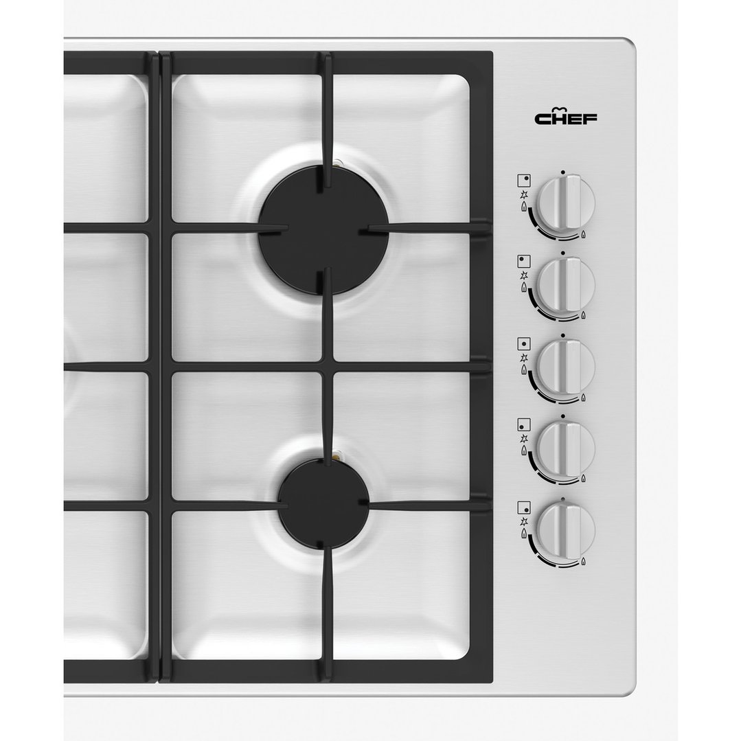 Chef 90cm 5 Burner Gas Cooktop Stainless Steel CHG954SC