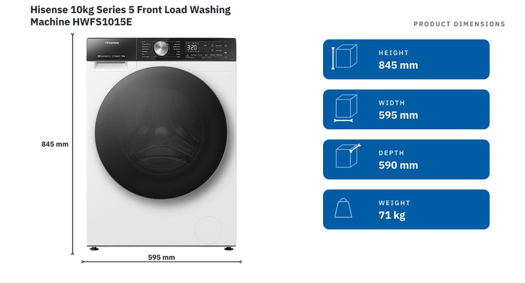 Hisense 10kg Series 5 Front Load Washing Machine HWFS1015E