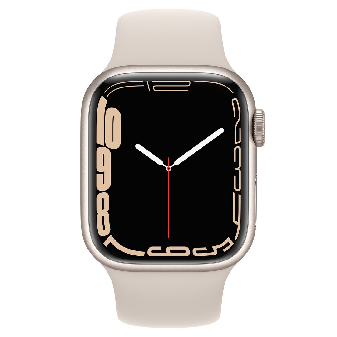Apple Watch Series 7 (GPS) 45mm Starlight Aluminium Case with Starlight Sport Band MKN63X/A