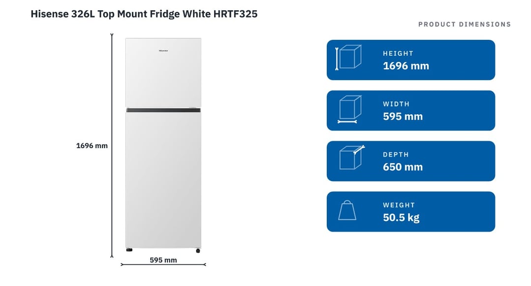 Hisense 326L Top Mount Fridge White HRTF325