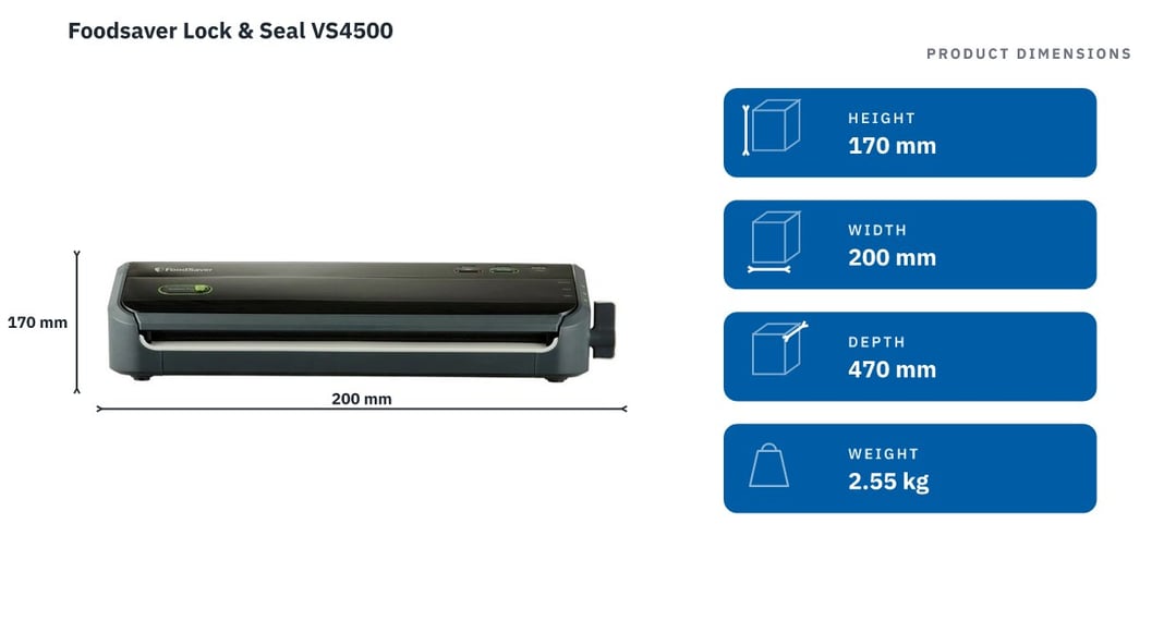 Foodsaver Lock & Seal VS4500 — product dimensions