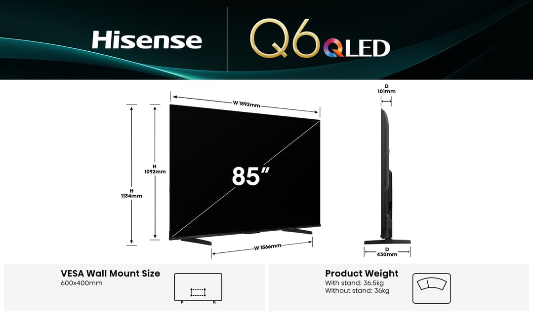 Hisense 55" Q6QAU 4K QLED Smart TV (2025) 55Q6QAU