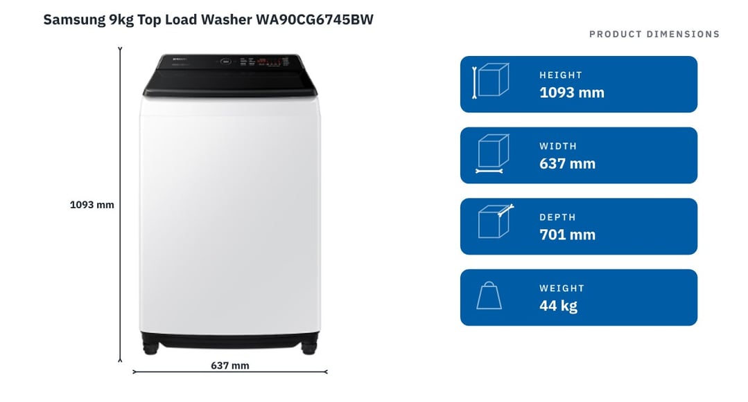 Samsung 9kg Top Load Washer WA90CG6745BW