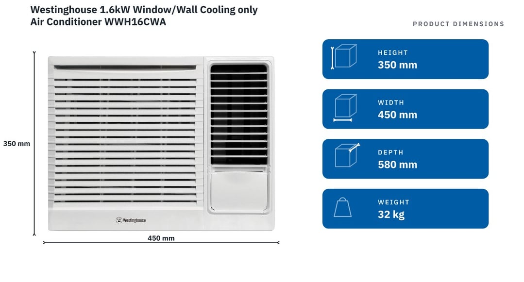 Westinghouse 1.6kW Window/Wall Cooling only Air Conditioner WWH16CWA