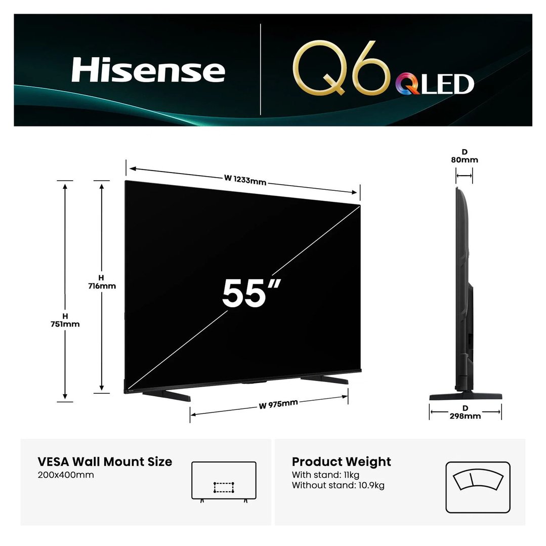Hisense 50" Q6QAU 4K QLED Smart TV (2025) 50Q6QAU