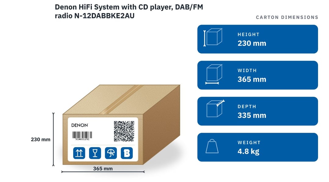 Denon HiFi System with CD player, DAB/FM radio N-12DABBKE2AU