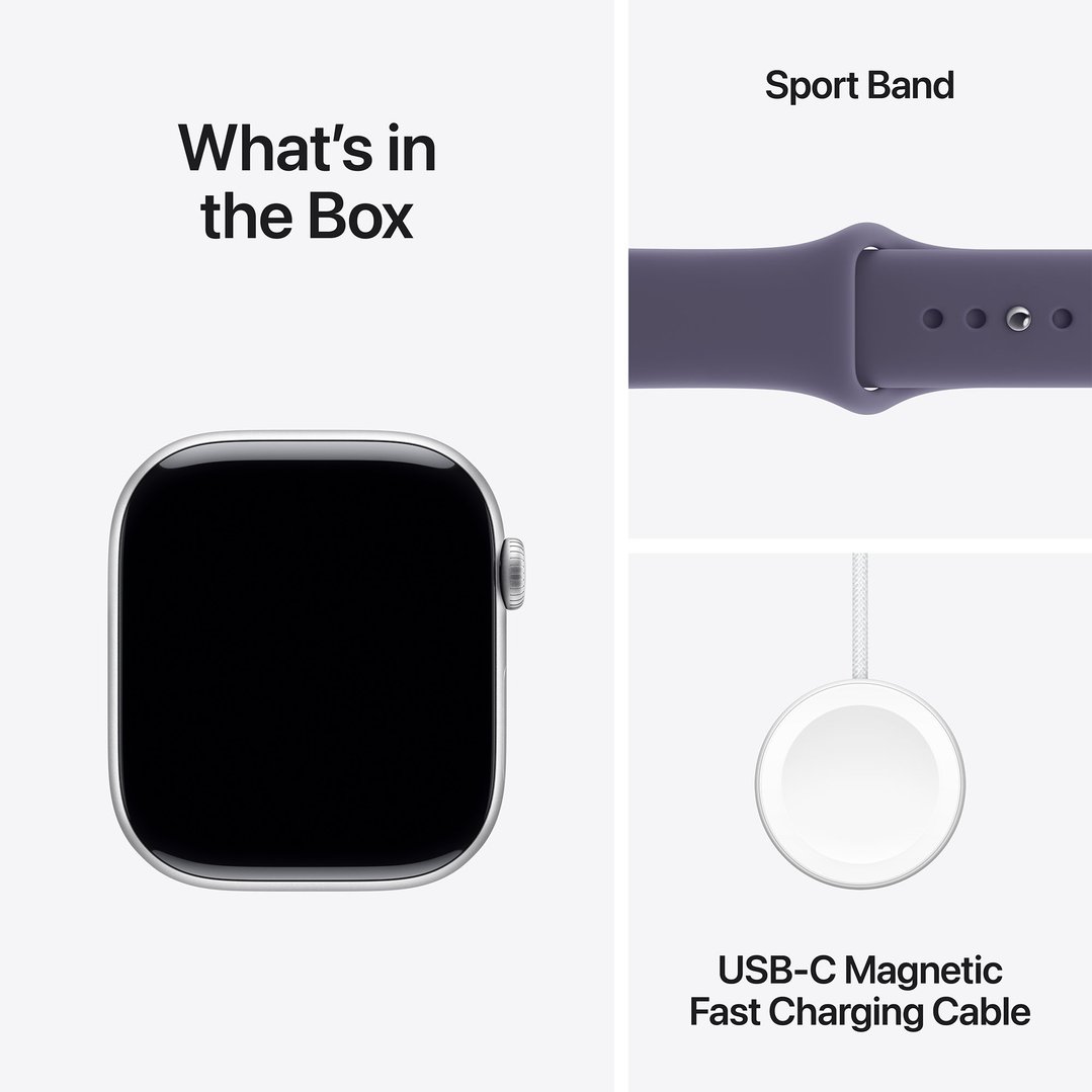 Apple Watch Series 11 46mm Silver Aluminium Case GPS Sport Band (M/L) (Purple Fog) MEVA4X/A