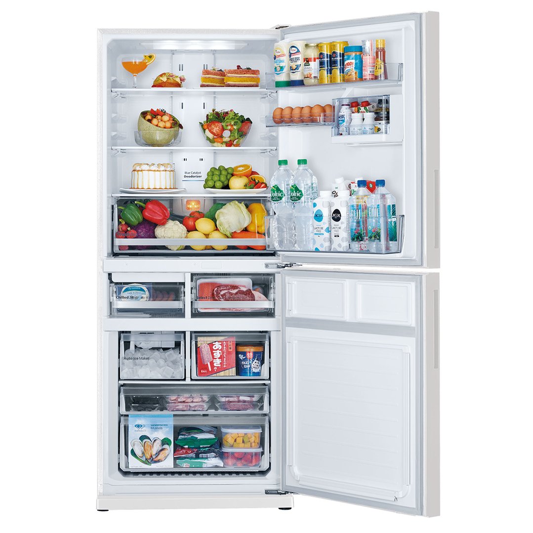 Mitsubishi Electric HGS Glass Series 421L Bottom Mount - Glacier White MR-HGS421EX-GWH-A