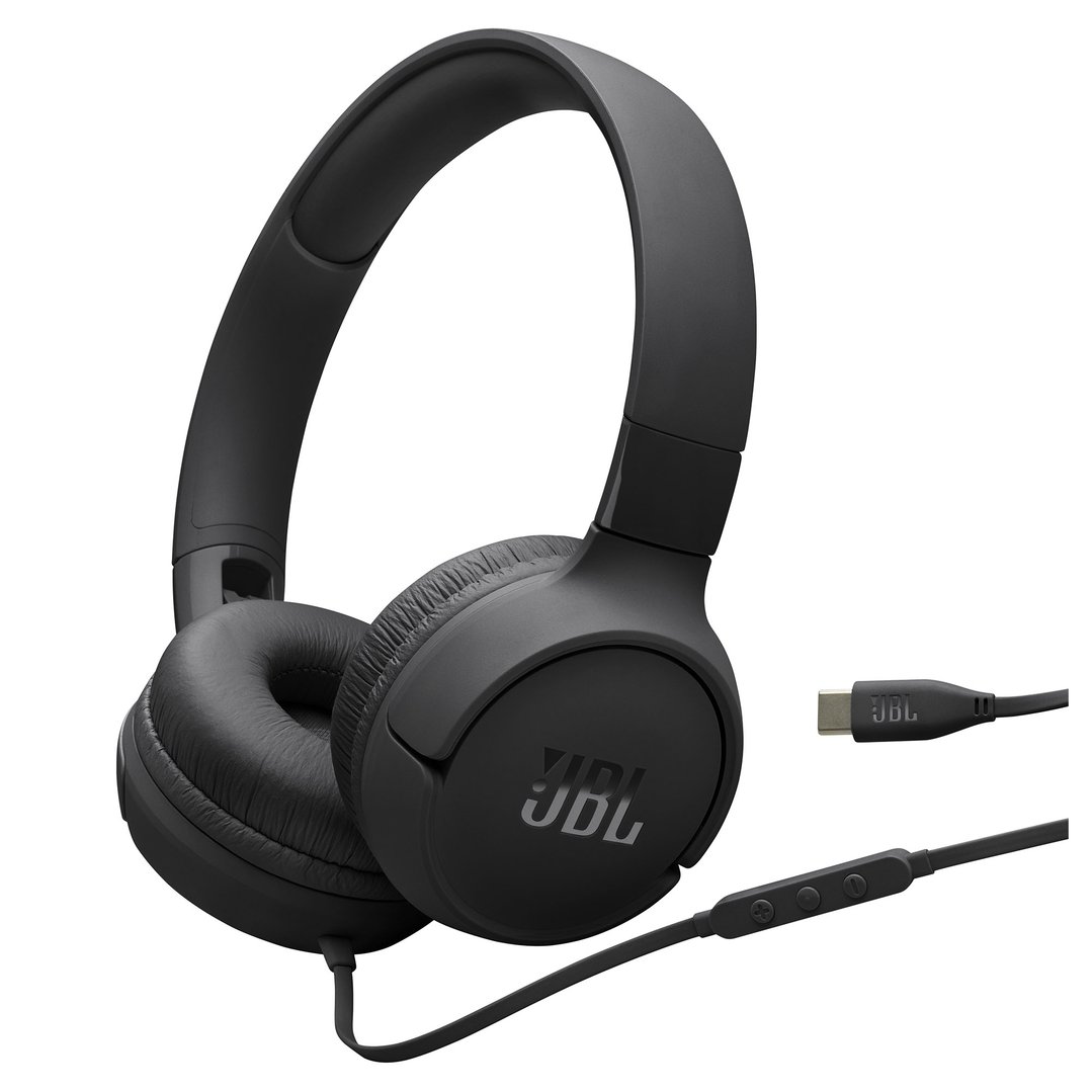 JBL Tune 520C USB-C Wired On-Ear Headphones - Black JBLT520CBLK