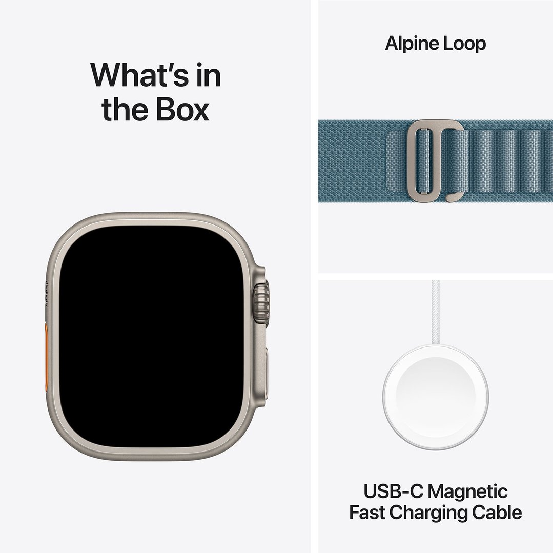 Apple Watch Ultra 3 49mm Natural Titanium Case GPS + Cellular Light Blue Alpine Loop (Medium) MEWM4X/A