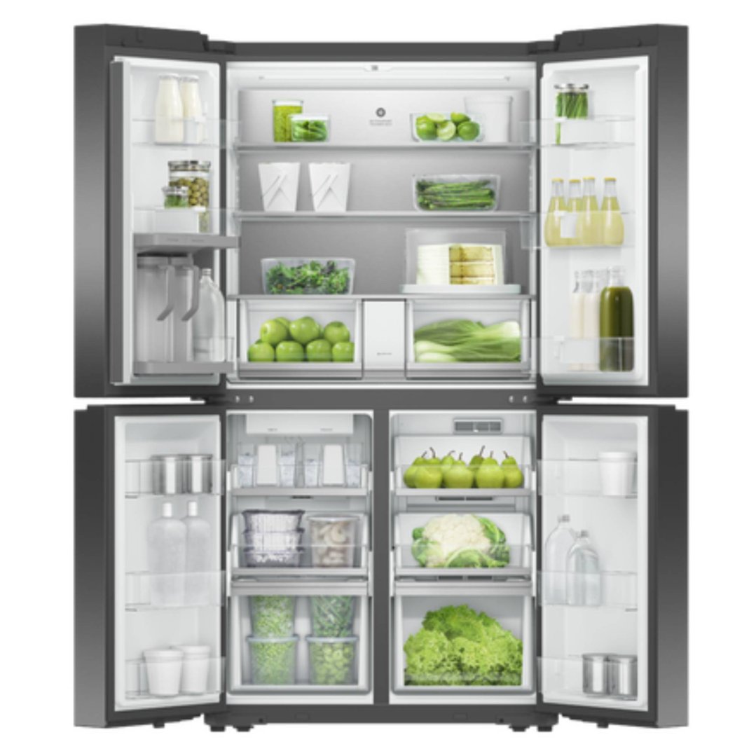 Fisher & Paykel 627L Series 7 Quad Door Refrigerator Freezer Black Stainless Steel RF620QNPVB1