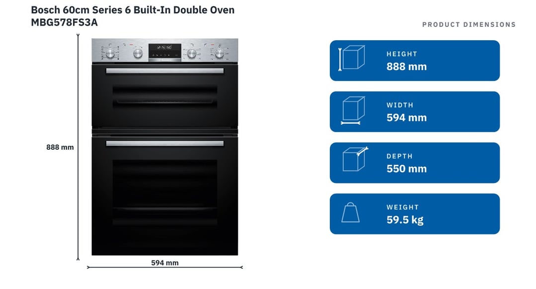 Bosch 60cm Series 6 Built-In Double Oven MBG578FS3A