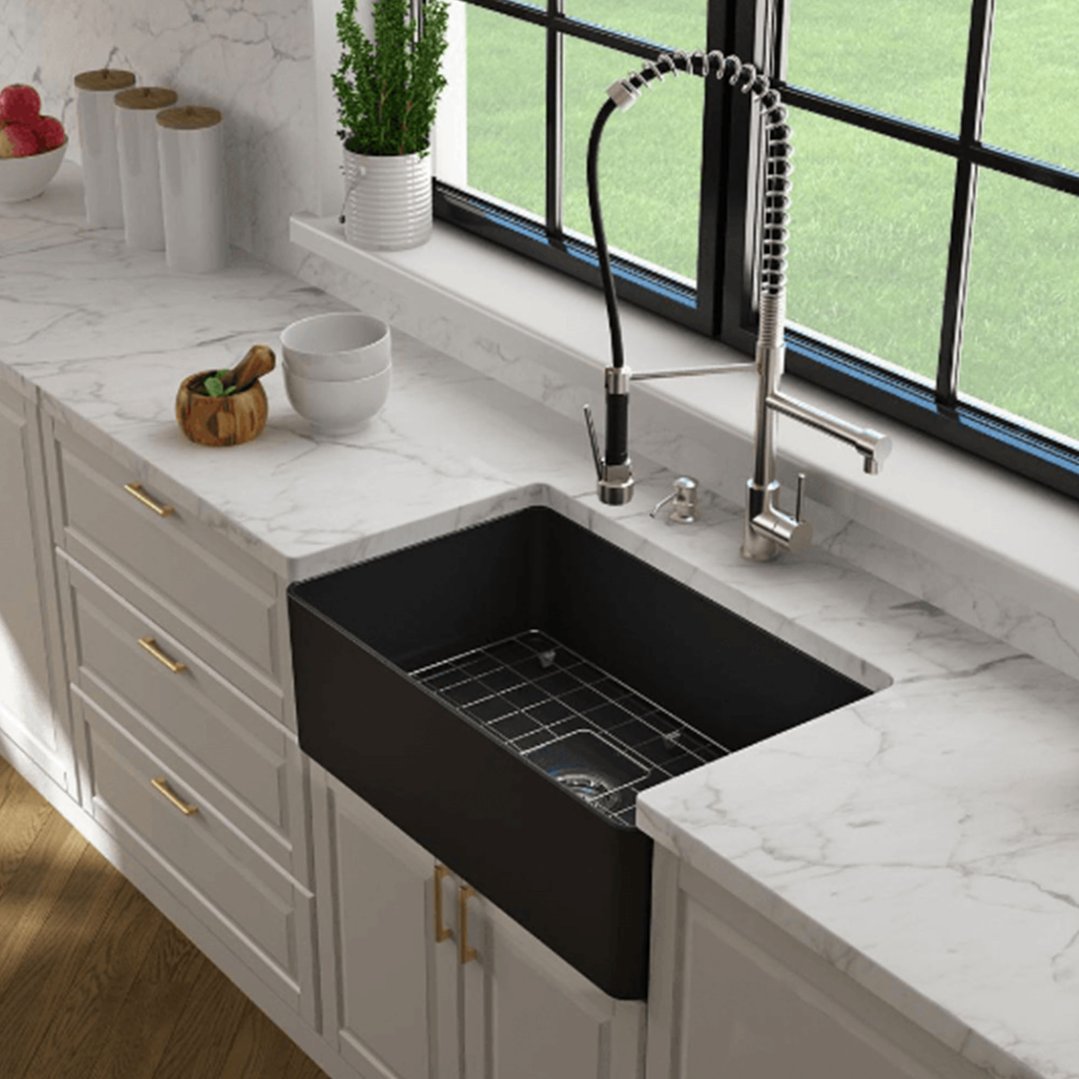 Turner Hastings Novi 75x46 Fireclay Butler Sink - Matte Black NO75FS-MB