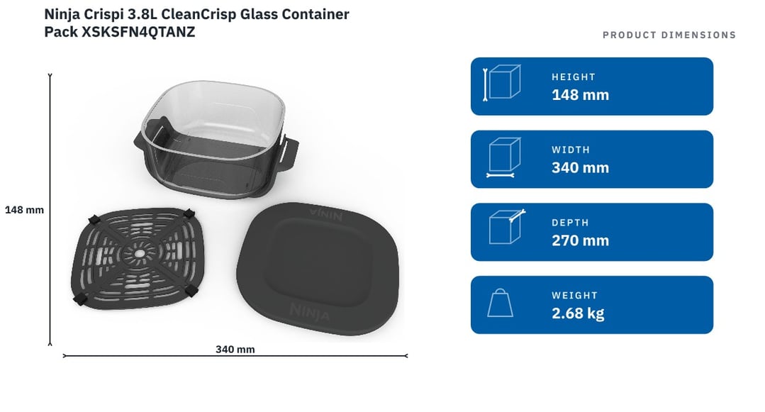 Ninja Crispi 3.8L CleanCrisp Glass Container Pack XSKSFN4QTANZ