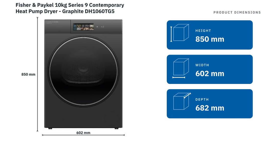 Fisher & Paykel 10kg Series 9 Contemporary Heat Pump Dryer - Graphite DH1060TG5